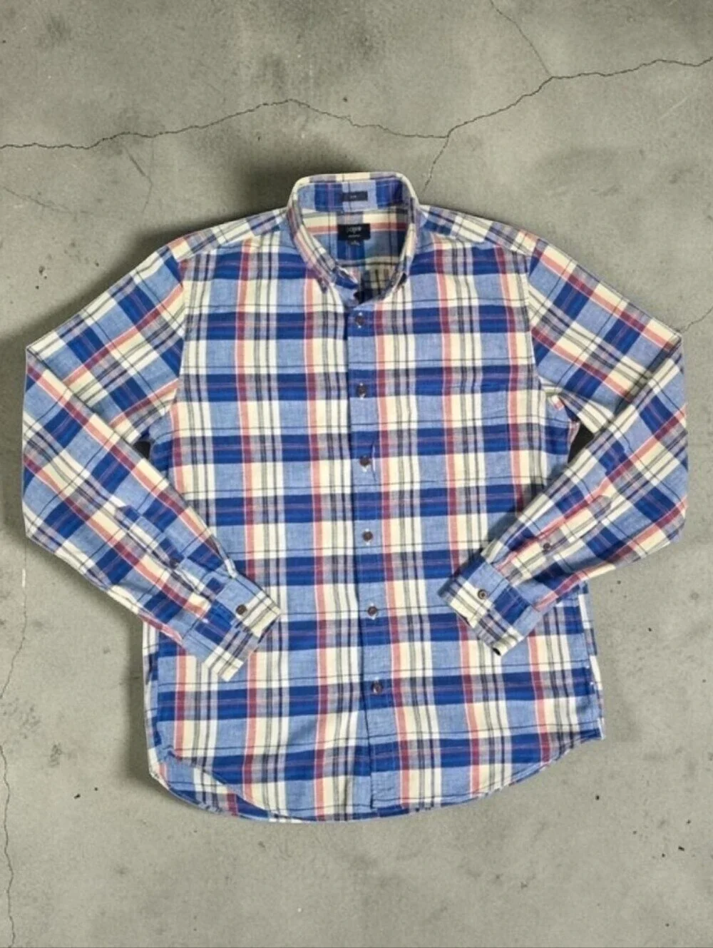 J. Crew | 100% Hand Spun Cotton Slim Fit Plaid Flannel Button Down Mens Shirt